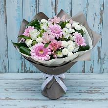 Букет цветов из:  Герберы, Альстромерии и Хризантемы #REPLACE_PRED# Курской