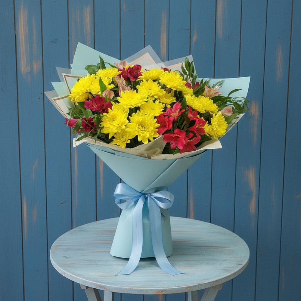 Букет цветов из: Альстромерии и Хризантемы в Курской