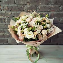 Букет цветов из:  Альстромерии, Розы и Хризантемы в Курской