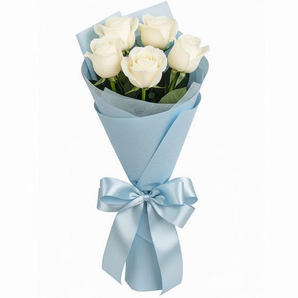 Букет 5 Белых роз Проуд в Курской