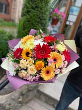 Букет цветов из:  Герберы, Ромашки, Хризантемы, Розы и Подсолнухи #REPLACE_PRED# Курской