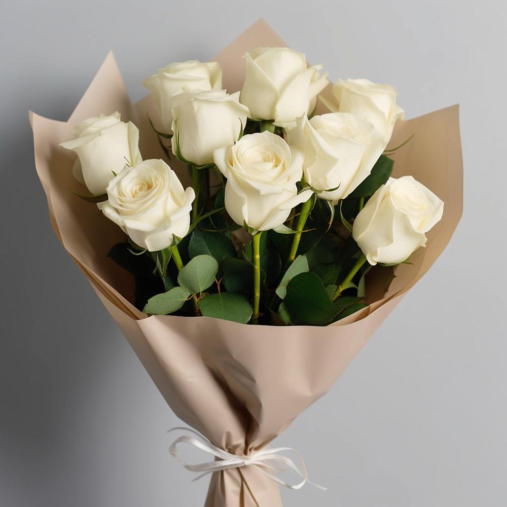 Букет 9 Белых роз Эдлесс Лав в Курской