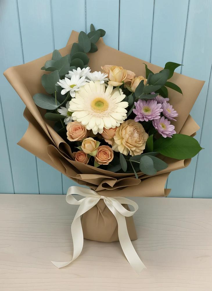 Букет цветов из: Герберы и Хризантемы в Курской