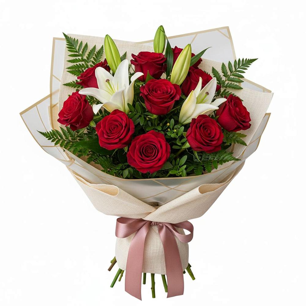 Букет цветов из: Лилии и Розы в Курской