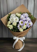 Букет цветов из:  Хризантемы и Розы в Курской