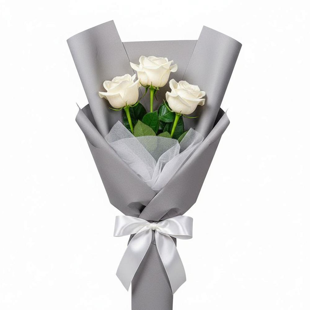 Букет 3 белые розы в Курской