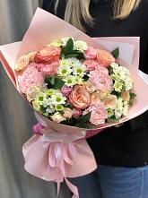 Букет цветов из:  Гвоздики, Розы и Хризантемы в Курской