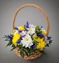 Цветочная композиция из Розы, Герберы и Хризантемы в корзине #REPLACE_PRED# Курской