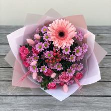 Букет цветов из:  Розы, Герберы и Хризантемы #REPLACE_PRED# Курской