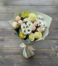 Букет цветов из:  Альстромерии, Розы и Хризантемы в Курской